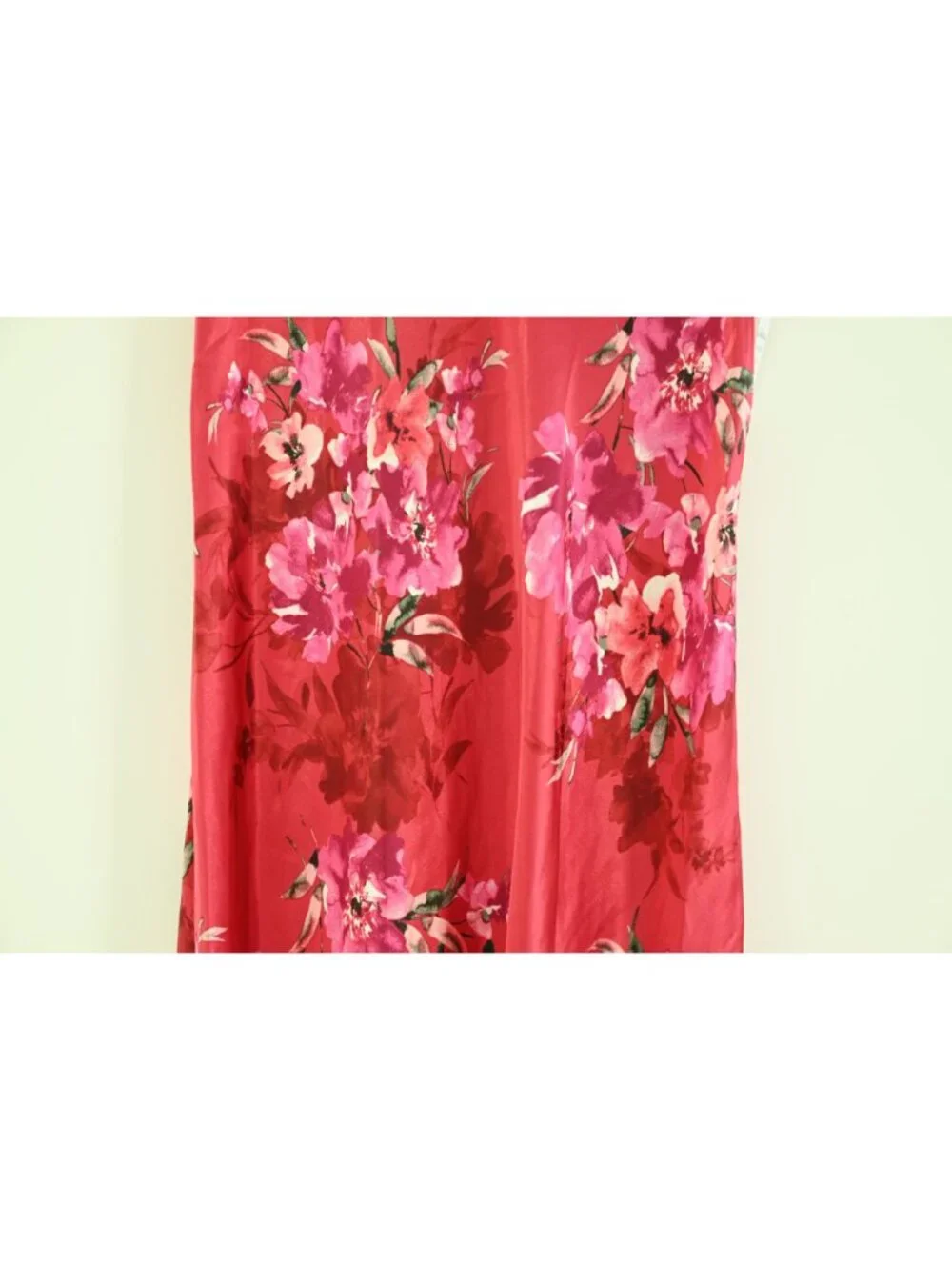 NWT Linea Donatella Satin Chemise Lace Trim Sz S Red Floral Lingerie Sleepwear